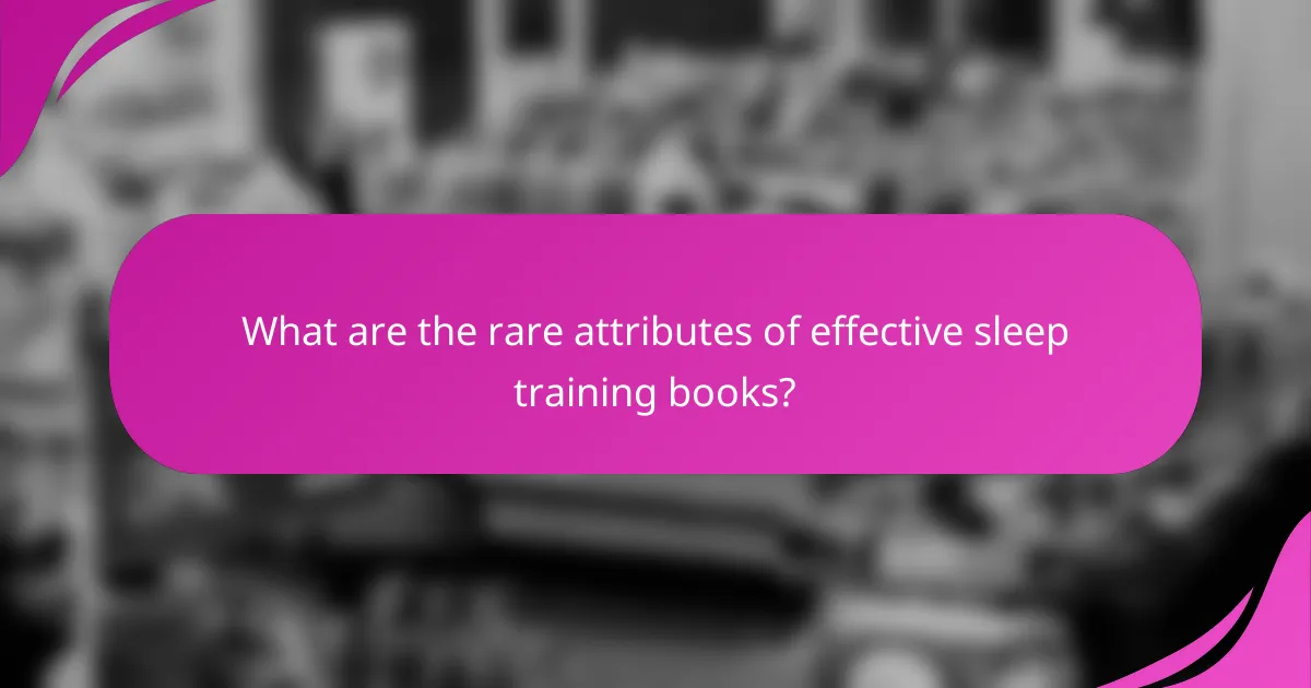What are the rare attributes of effective sleep training books?